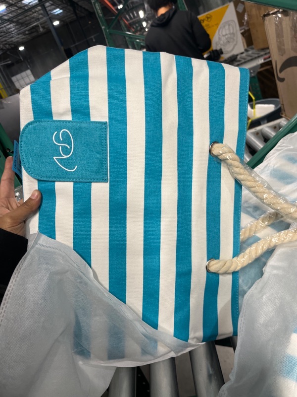 Photo 2 of Portovino Beach Wine Purse/Tote with Hidden, Leakproof Dark Turquoise & White