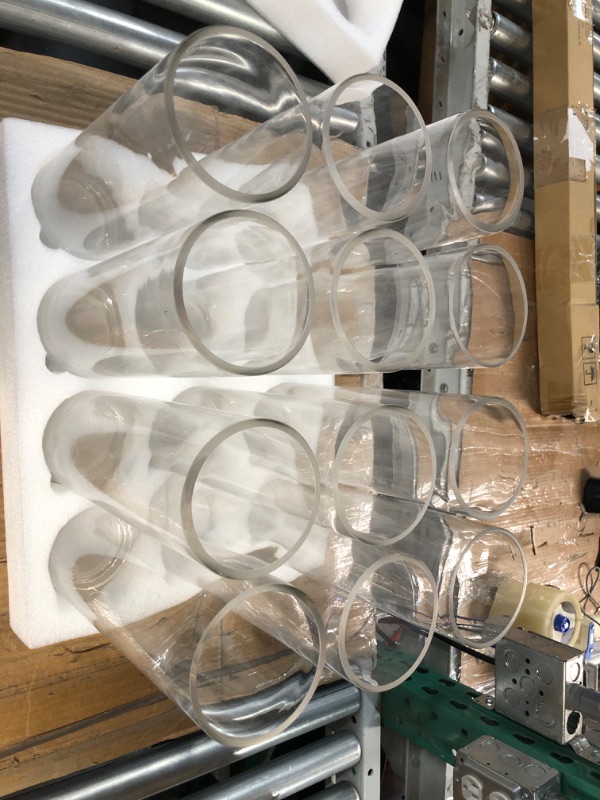 Photo 1 of 12 Pack Glass Cylinder Vases Set Clear Flower Vase Tall Floating Candle Holders Bulk for Centerpiece Table Home Wedding Decorations Dinners (4 x 14 Inch)