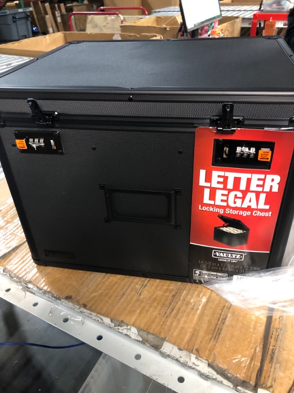 Photo 1 of Vaultz Locking File Storage Chest, Two-Handled, Letter/Legal File Storage, Tactical Black, 16.5 x 13.5 x 12 inches