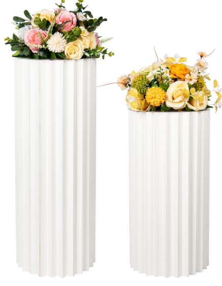 Photo 1 of **2 PIECES ONLY**
Foldable Paper Columns Display Pedestals Stands, DIY Accordion Cylinder Pedestal Box Dessert 