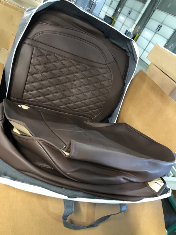 Photo 3 of NUNIVAK Full Coverage Leather Car Seat Covers Brown Full Set