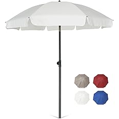 Photo 1 of AMMSUN 7ft Patio Umbrella Outdoor Yard Umbrella UPF50+ Steel Pole and Steel Ribs Push Button Tilt- WHITE