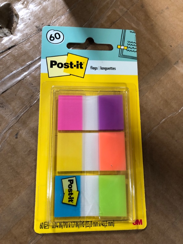 Photo 1 of Post-it Flags, 60/On-The-Go Dispenser, 94 in Wide, Alternating Electric Glow Collection (680-EG-ALT) (Pack of 6)
