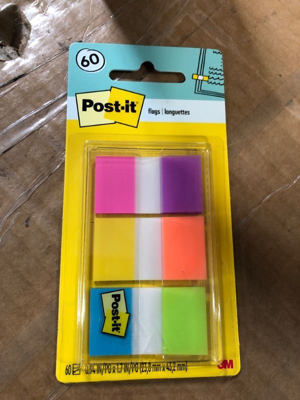 Photo 2 of Post-it Flags, 60/On-The-Go Dispenser, 94 in Wide, Alternating Electric Glow Collection (680-EG-ALT) (Pack of 6)