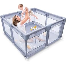 Photo 1 of Baby Playpen, Baby Playard, Large Baby Playard- GREY