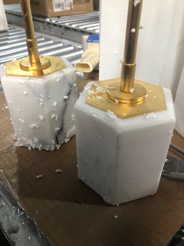 Photo 1 of **NONREFUNDABLE**FOR PARTS OR REPAIR**SEE NOTES**
SAFAVIEH Lighting Collection Magdalene White Marble/ Gold Leaf 29-inch Bedroom Living Room Home Office Desk Nightstand Table Lamp Set of 2 (LED Bulbs Included)