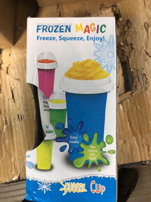 Photo 2 of Slushie Maker Cup - TIK TOK Quick Frozen Magic Cup, Double Layers Slushie Cup, DIY Homemade Squeeze Icy Cup, Fasting Cooling Make And Serve Slushy Cup For Milk Shake, Smoothies, Slushies - Blue