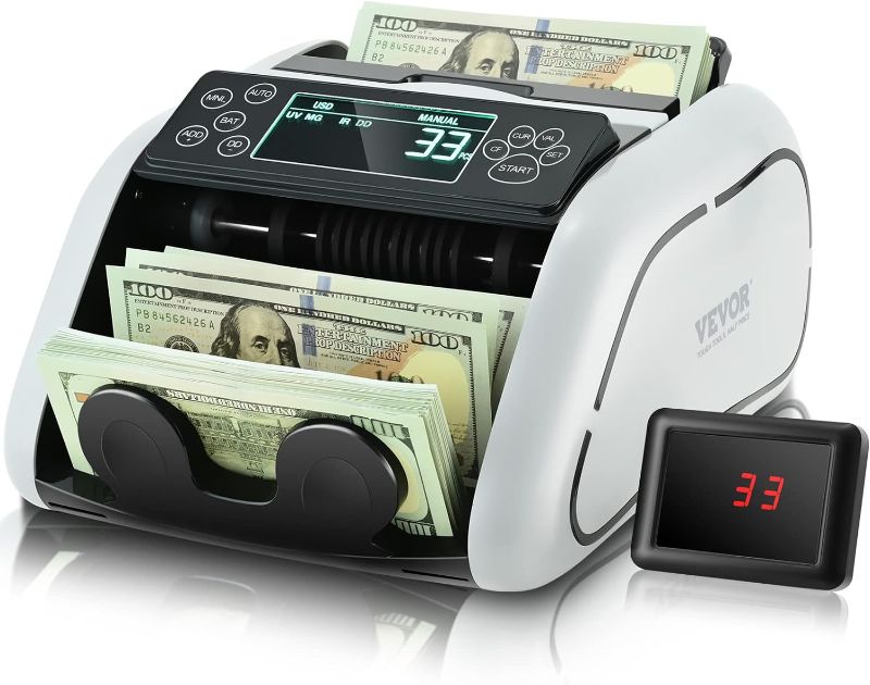 Photo 1 of VEVOR Money Counter Machine, Bill Counter with UV/MG/IR/DD/DBL/HLF/CHN Counterfeit Detection