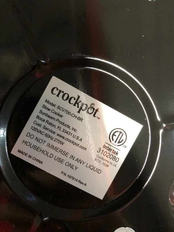 Photo 3 of **NO CERAMIC POT**
Crock-Pot Scv700-kc 7-Qt. Slow Cooker (Charcoal)