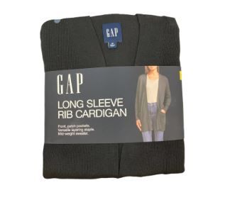 Photo 1 of GAP Women's Mid Weight Front Patch Pockets Long Sleeve Rib Cardigan (True Black, XS)