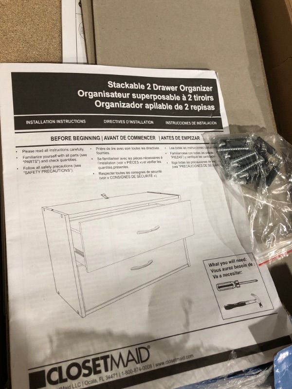 Photo 5 of ***NOT FUNCTIONAL - FOR PARTS - NONREFUNDBALE - SEE COMMENTS***
ClosetMaid 1566 Stackable 2-Drawer Horizontal Organizer, White