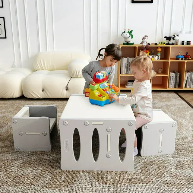 Photo 1 of BanaSuper Toddler Table and Chair Set Plastic Activity Table for Toddlers -Grey