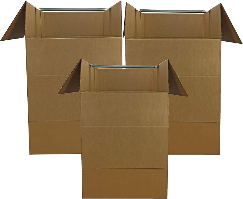 Photo 1 of Amazon Basics Wardrobe Clothing Moving Boxes with Bar - 24" x 24" x 40"