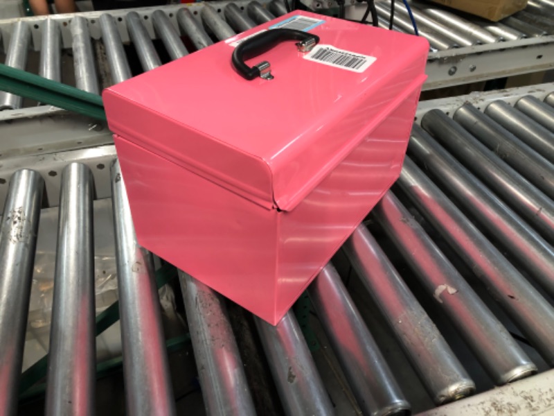 Photo 6 of Apollo Tools 14 Inch Steel Tool Box with Deep Top Compartment and 2 Drawers in Heavy-Duty Steel With Ball Bearing Opening and Powder Coated Finish - Pink Ribbon