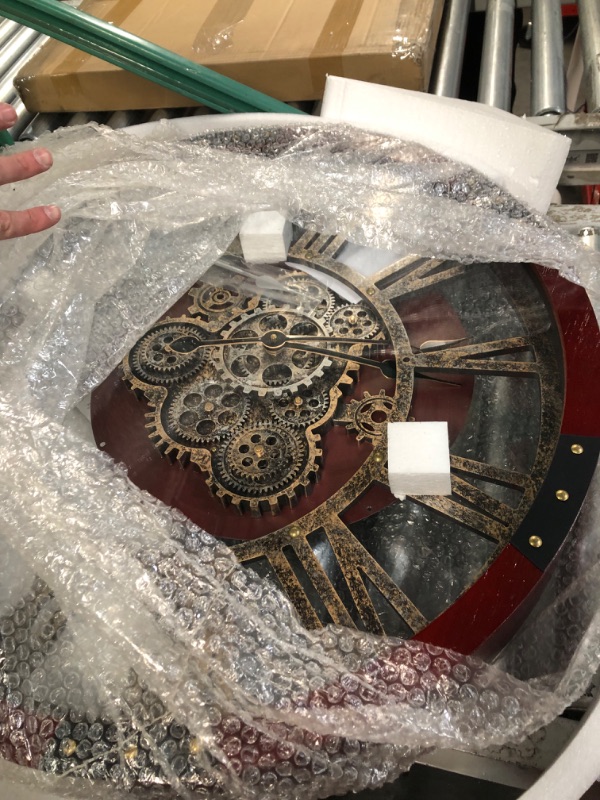 Photo 4 of **NONREFUNDABLE**FOR PARTS OR REPAIR**SEE NOTES**
DORBOKER 27" Original Moving Gears Wall Clock, Large Industrial Wall Clock for Living Room Decor,Solid Wood Vintage Farmhouse Steampunk Rustic Clocks Walnut Wood