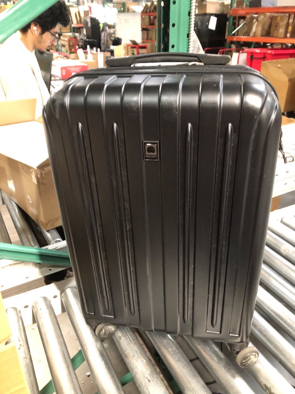 Photo 3 of *MINOR DAMAGE-MISSING ZIPPER*
DELSEY Paris Titanium Hardside Expandable Luggage with Spinner Wheels, Black, Carry-On 21 