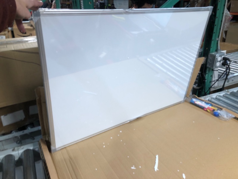 Photo 1 of Amazon Basics Magnetic Dry Erase White Board, 36 x 24-Inch Whiteboard - Silver Aluminum Frame 24" x 36" Magnetic, Aluminum Frame