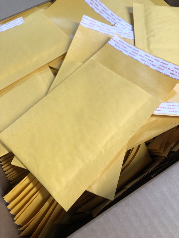 Photo 4 of 500 Pack Made In USA Kraft Bubble Mailers Number #000 4x8 Inches Shipping Padded Envelopes With Self Seal Tape Case of 500 Pack 4x8 / 500 Pack