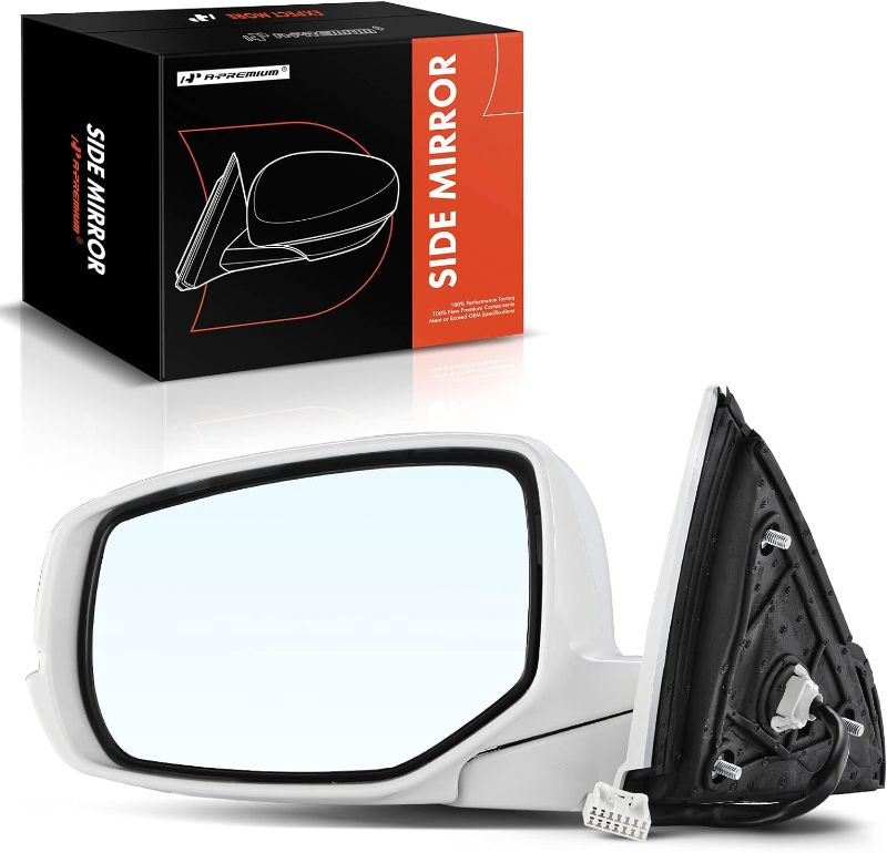 Photo 1 of A-Premium Driver Side Power Door Mirror - Compatible with Honda Accord 2013-2017 - Heated Manual Folding White Outside Rear View Mirror with Turn Signal