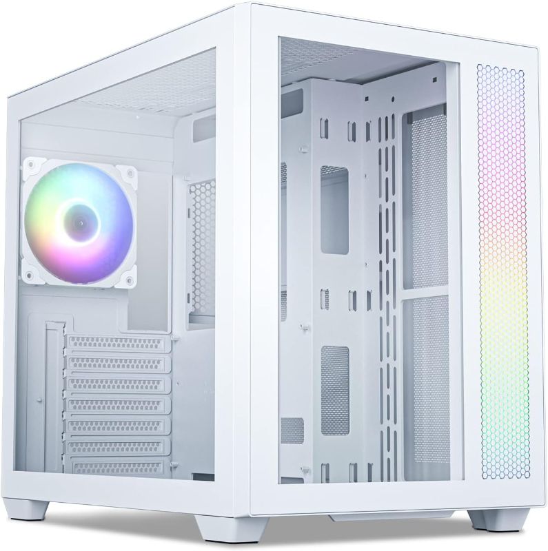 Photo 1 of Vetroo AL700 Mid-Tower ATX White PC Case Dual Tempered Glass Panel Top & Side 360mm Radiator Support Computer Gaming Case
