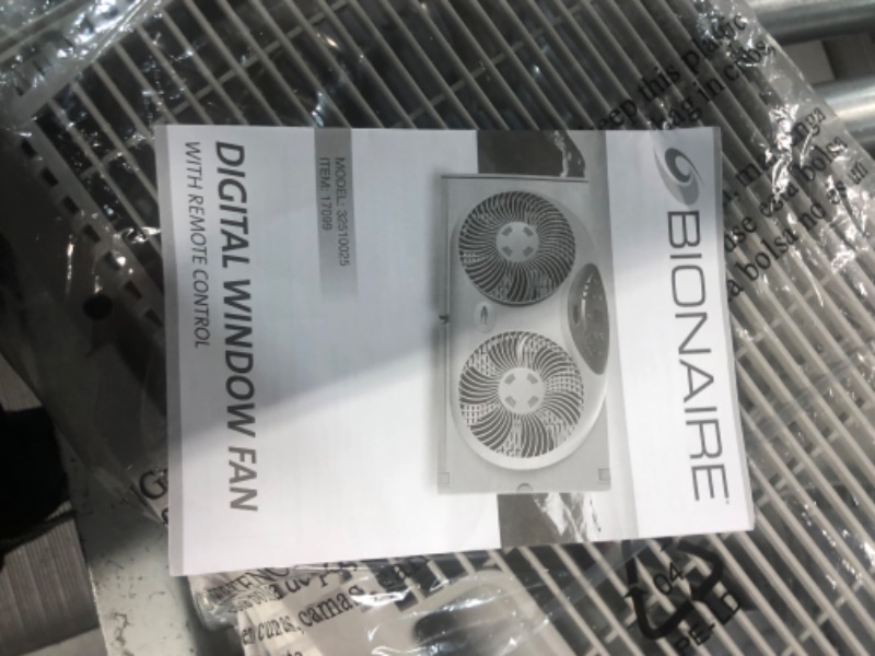 Photo 4 of **NONREFUNDABLE**FOR PARTS OR REPAIR**SEE NOTES**
Bionaire Window Fan with Twin 8.5-Inch Reversible Airflow Blades and Remote Control, White White 2 Blades Electronic control with LCD screen Window Fan