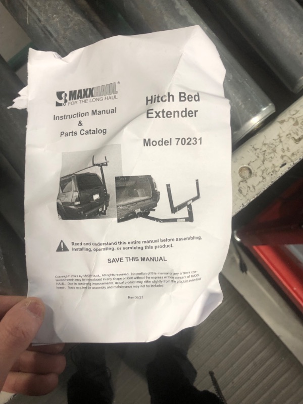 Photo 3 of **MISSING PARTS*NON FUNCTIONAL**
MaxxHaul 70231 Hitch Mount Pick Up Truck Bed Extender For Ladder, Rack, Canoe, Kayak, Long Pipes and Lumber) , Black , 37 x 19 x 3 inches