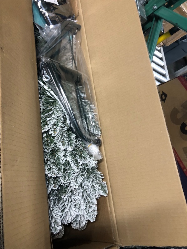 Photo 1 of * used * see all images * 
SHareconn 4ft Premium Prelit Artificial Hinged Snow Flocked Slim Pencil Christmas Tree