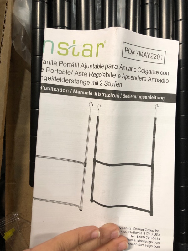 Photo 3 of **USED* Oceanstar 2-Tier Portable Adjustable Closet Hanger Rod, 23 in, Black