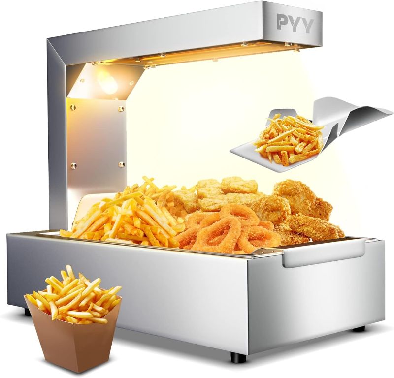 Photo 1 of **FOR PARTS ONLY*****
PYY French Fry Warmer Commercial Food Heat Lamp/Food Warmer Light,Free-Standing Warming Dump Station Countertop Fries Food Warmer for Chips Churros Buffet Kitchen Restaurants 600W (Silver)
