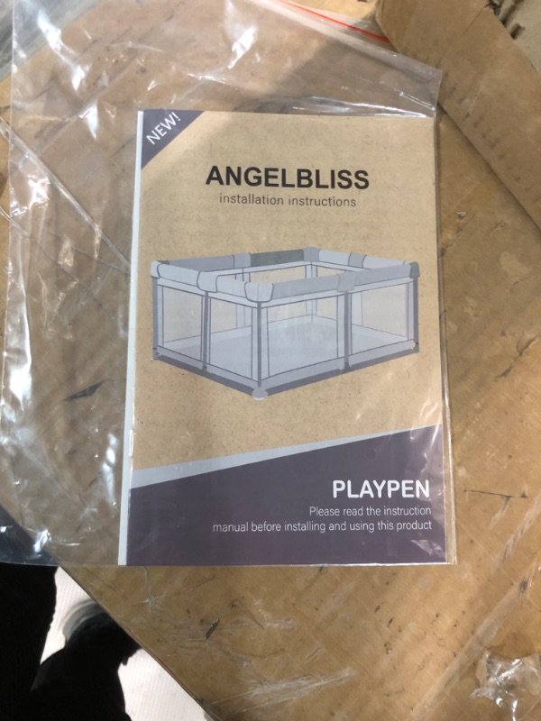 Photo 3 of ANGELBLISS Baby Playpen, Large Baby Playard,  Dark Grey Large (63×47in)