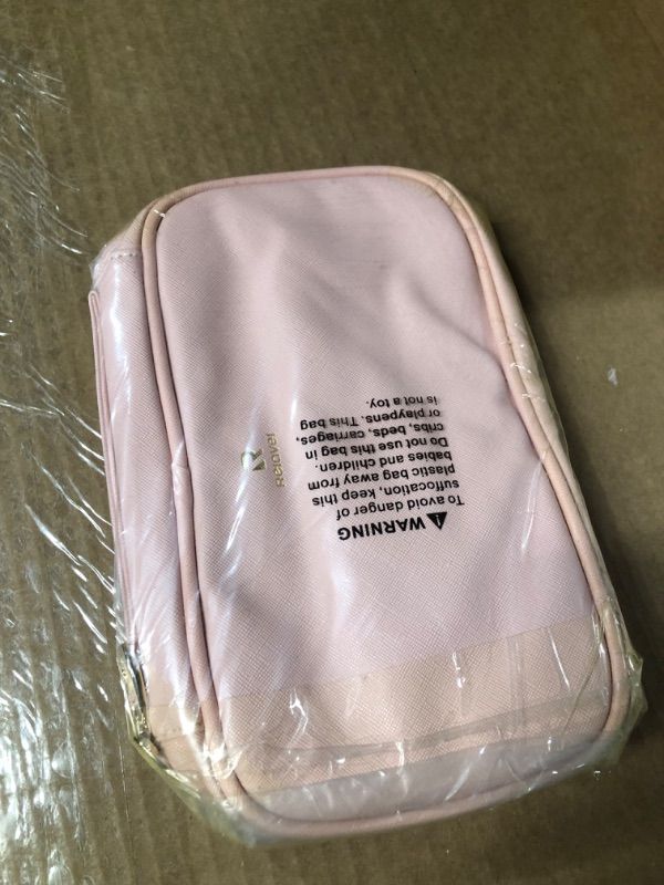 Photo 3 of Relavel Travel Makeup Brush Bag with Transparent Makeup Bag, Small Waterproof Makeup Brush Bag for Women and Girls, Multifunctional Professional Makeup Brush Bag(Pink) Small Pink