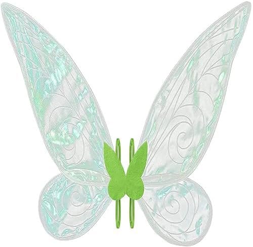 Photo 1 of Fairy Wings White Angel Wings Butterfly Wings Dress Up Sparkling Sheer Halloween Costume Fairy Wing for Girls Kids (Green) 4 Pack