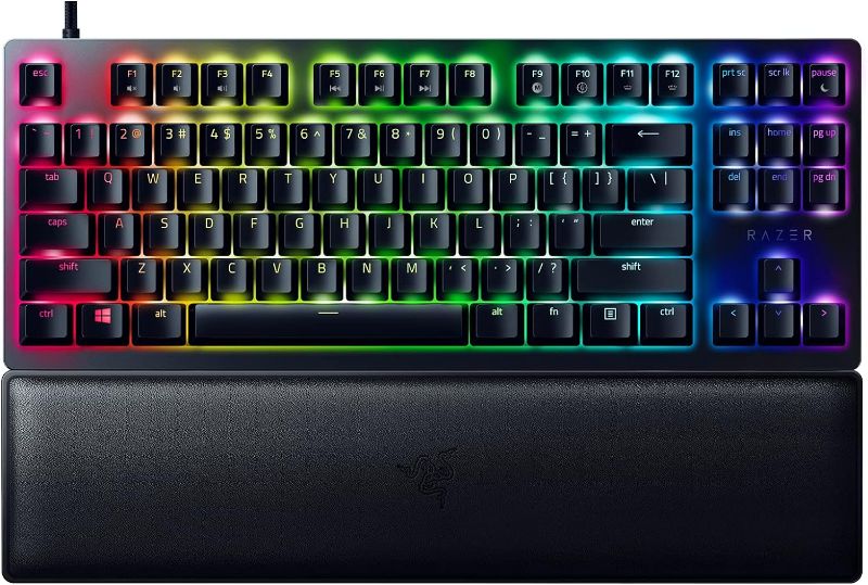 Photo 1 of Razer Huntsman V2 TKL Tenkeyless Gaming Keyboard: Fastest Linear Optical Switches Gen2 w/Sound Dampeners & 8000Hz Polling Rate - Detachable TypeC Cable - Doubleshot PBT Keycaps - Ergonomic Wrist Rest