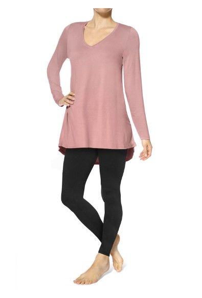 Photo 1 of HUE Long Sleeve Legging Tee (Pink, XXL)
