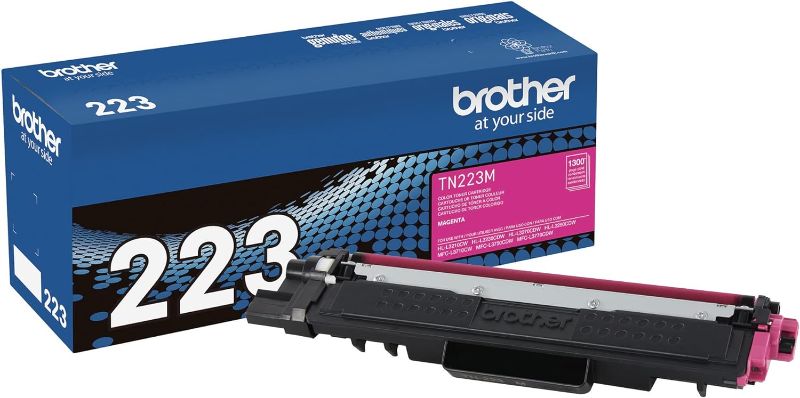 Photo 1 of Brother Genuine TN223M Standard Yield Magenta Toner Cartridge (TN223 Series) (for use with HL-3210CW, HL-3270CDW, HL-3230CDN, MFC-L3770CDW, MFC-L3750CDW Printers
