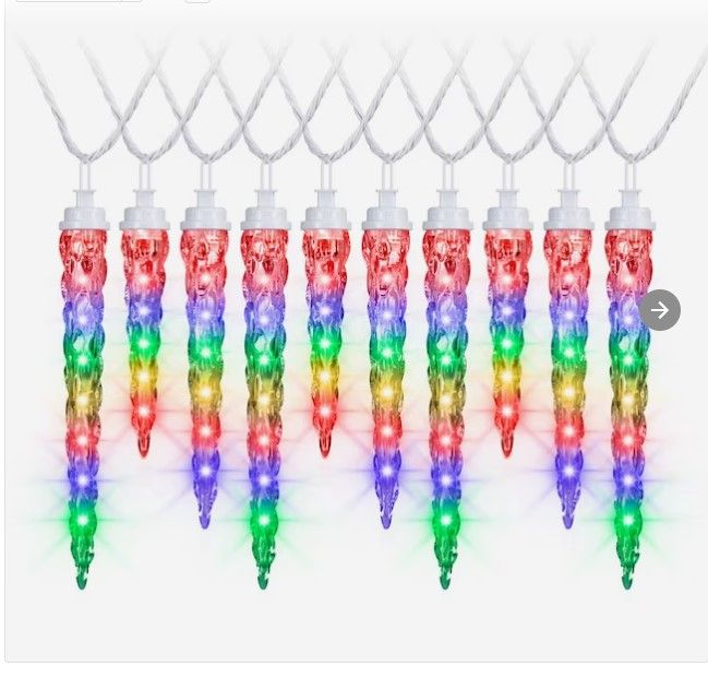 Photo 1 of **NON FUNCTIONAL**** FOR PARTS ONLY
Gemmy Lightshow 61-Count Shooting Star Multicolor Icicle LED Plug-In Christmas Icicle Lights
