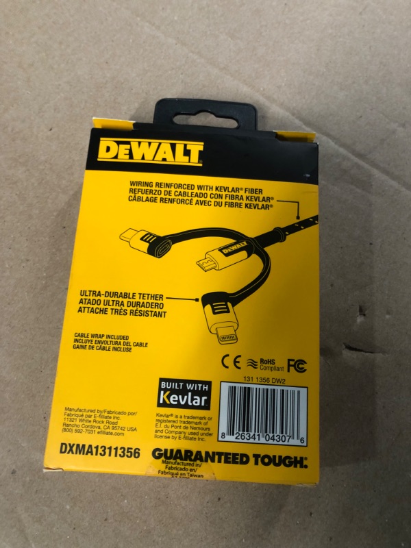 Photo 4 of DEWALT Reinforced 3-in-1 Combo Cable — Multi-Charging Cable — Lightning, Type C, Micro-USB Adapter Cable — Android and Apple Compatible Charging Cable — 3 Way Phone Charger Cable — 6ft 6-Foot