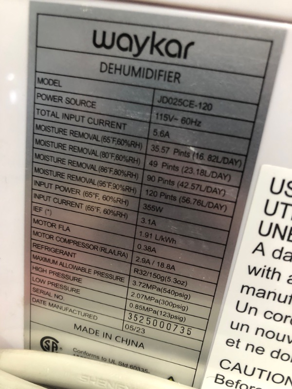 Photo 5 of **FOR PARTS ONLY***READ NOTES
Waykar 80 Pints Energy Star Dehumidifier for Spaces up to 5,000 Sq. Ft at Home, in Basements and Large Rooms with Drain Hose and 1.14 Gallons Water Tank 80 Pints 5000 Sq. Ft