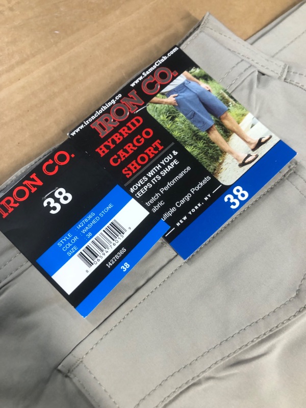 Photo 3 of IRON CO. 4-Way Stretch Hybrid Cargo 11" Inseam Short (Washed Stone, 38)
