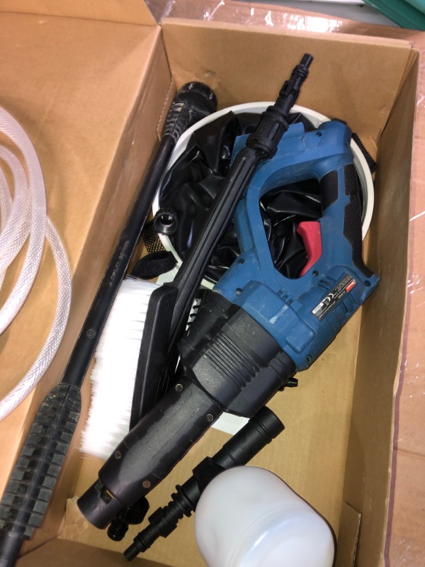 Photo 3 of **READ NOTES****
Enhulk Pressure Washer Cordless, Peak 380 PSI Portable Power Cleaner with 20V 4.0Ah Battery, 6-in-1 Nozzle, Soap Applicator, Brush, 13ft Suction Height for Outdoor Wall Floor Window Cleaning