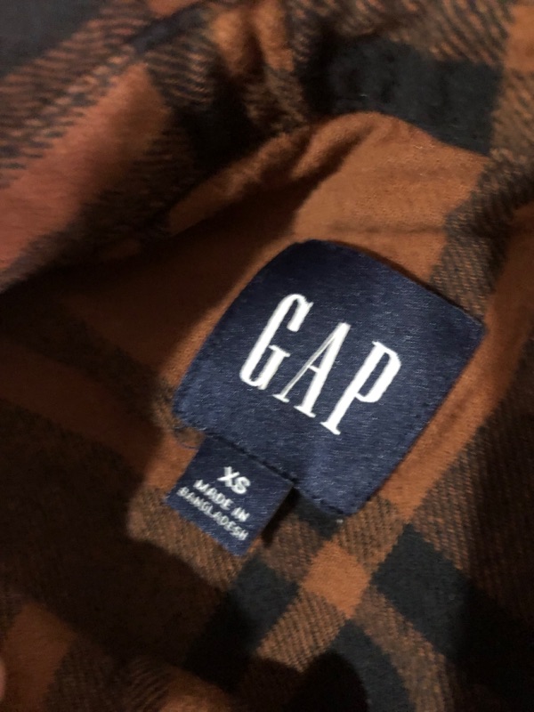 Photo 1 of guys Xsmall flannel brown GAP