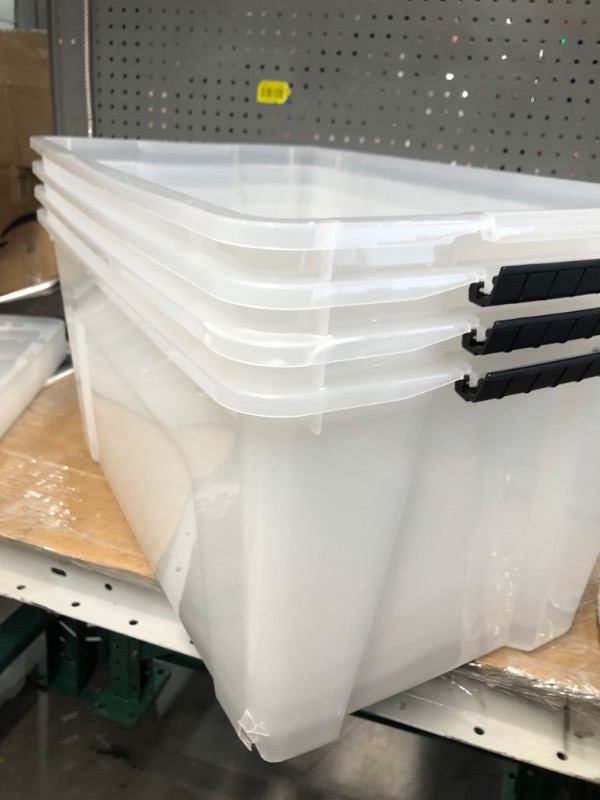 Photo 6 of **READ NOTES**
IRIS USA 4 Pack 72qt Clear View Plastic Storage Bin with Lid and Secure Latching Buckles
