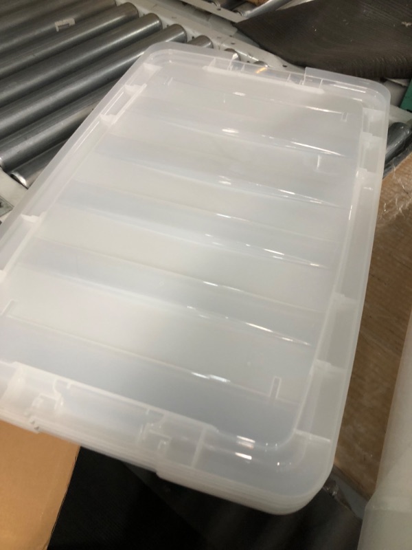 Photo 5 of **READ NOTES**
IRIS USA 4 Pack 72qt Clear View Plastic Storage Bin with Lid and Secure Latching Buckles
