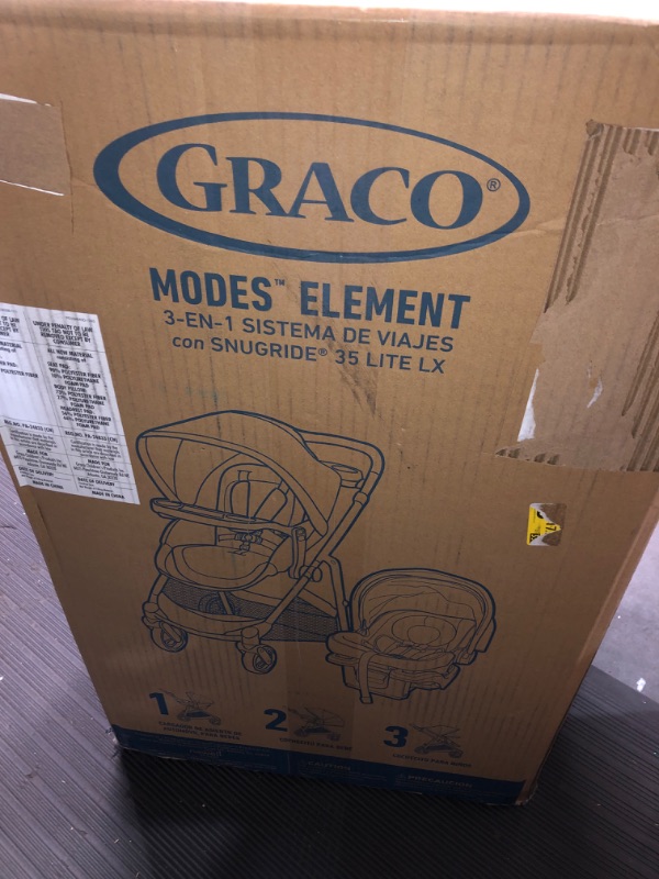 Photo 1 of Graco, Modes Element Travel System Includes Baby Stroller with Reversible Seat Extra Storage Child Tray and SnugRide 35 Lite LX Infant Car Seat, Canter Element Canter