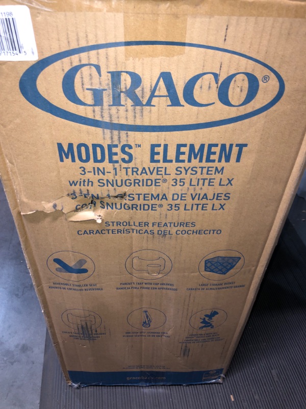Photo 1 of Graco, Modes Element Travel System Includes Baby Stroller with Reversible Seat Extra Storage Child Tray and SnugRide 35 Lite LX Infant Car Seat, Canter Element Canter