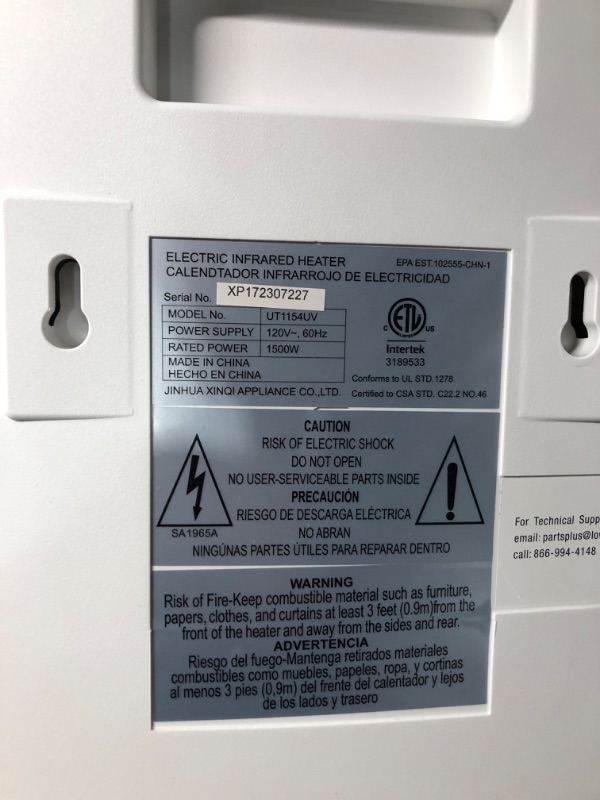 Photo 4 of **READ NOTES***
Utilitech Up to 1500-Watt Infrared Cabinet Indoor Electric Space Heater with Thermostat and Remote Included
