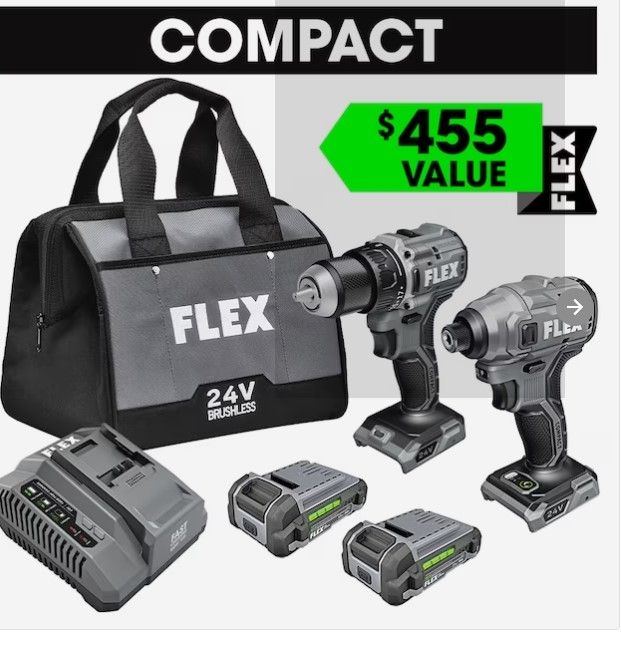 Photo 1 of **READ NOTES****
FLEX COMPACT 2-Tool Brushless Power Tool Combo Kit with Soft Case (2-Batteries Included and Charger Included)
