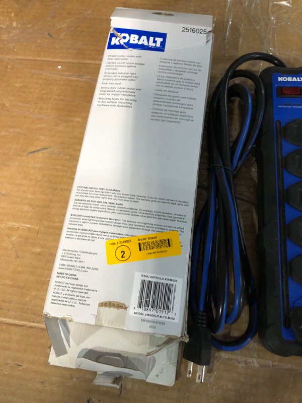 Photo 2 of Kobalt 6-Outlet Indoor Blue Power Strip
