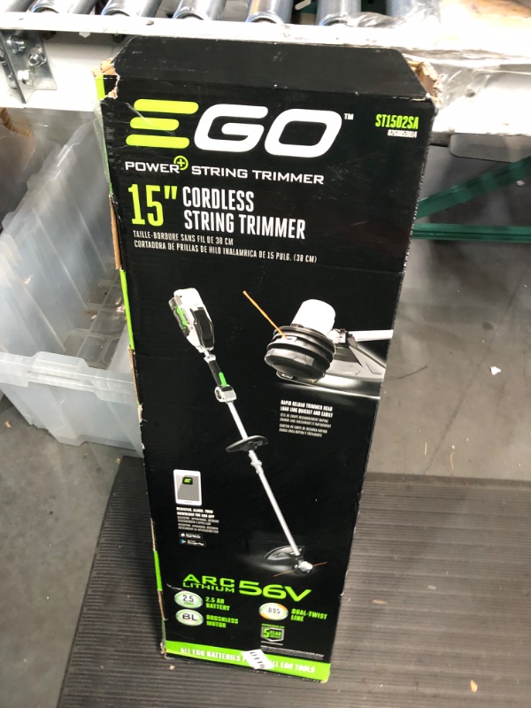 Photo 2 of **FOR PARTS ONLY*****
EGO Power+ ST1502SA 15-Inch 56-Volt Cordless String Timmer, Black & EGO Power+ AL2450S 0.095" Premium Quality Twist Line for EGO 15-Inch String Trimmer