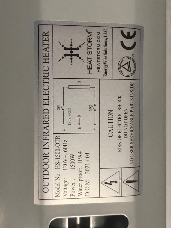 Photo 3 of ***NOT FUNCTIONAL - FOR PARTS ONLY - NONREFUNDABLE - SEE COMMENTS***
Heat Storm HS-1500-TT Infrared, 7 ft Cord, Tripod + Heater Heater + Tripod